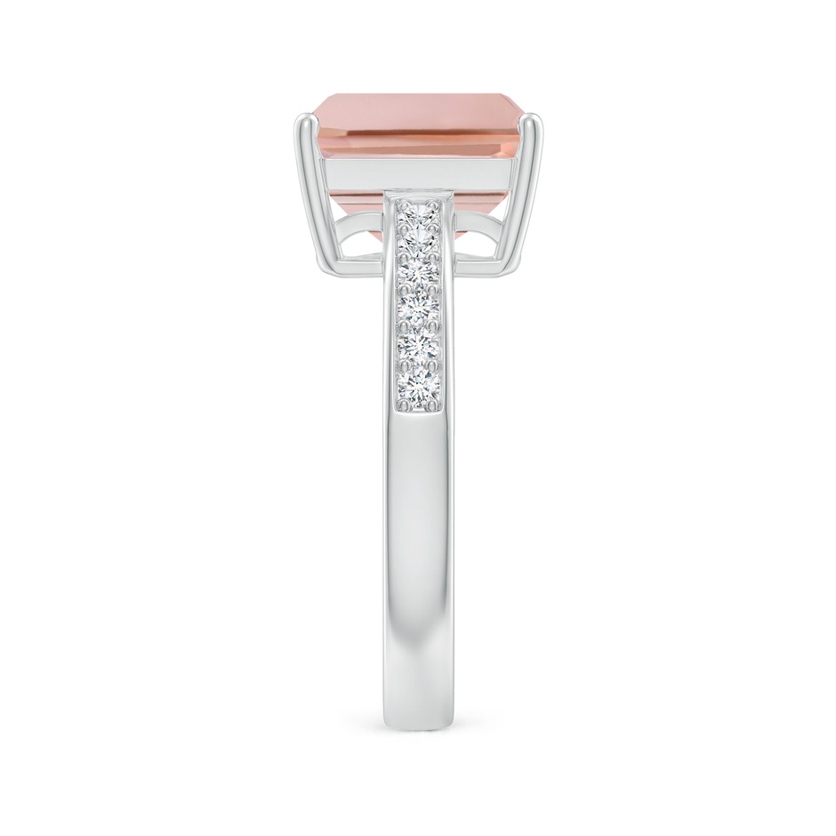 10x8mm AAAA Octagonal Morganite Cocktail Ring with Diamonds in White Gold side-2