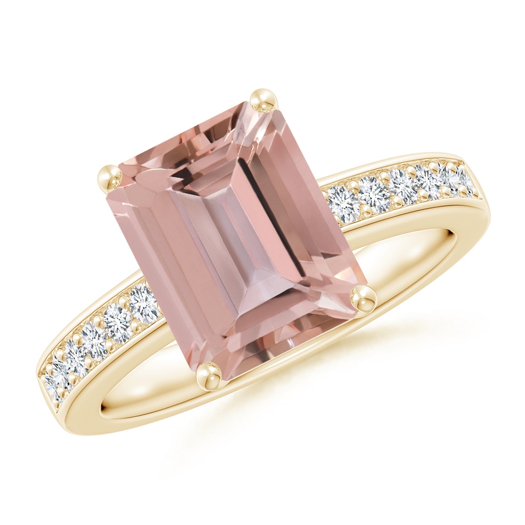 10x8mm AAAA Octagonal Morganite Cocktail Ring with Diamonds in Yellow Gold