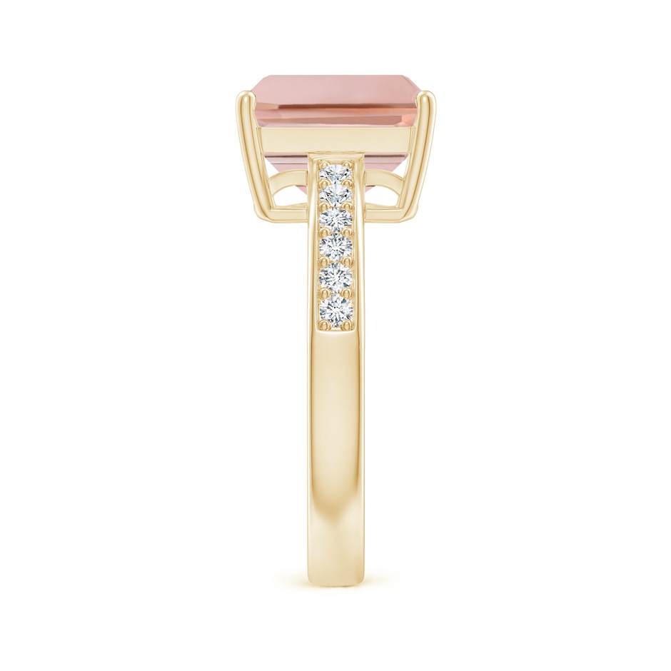 10x8mm AAAA Octagonal Morganite Cocktail Ring with Diamonds in Yellow Gold side-2