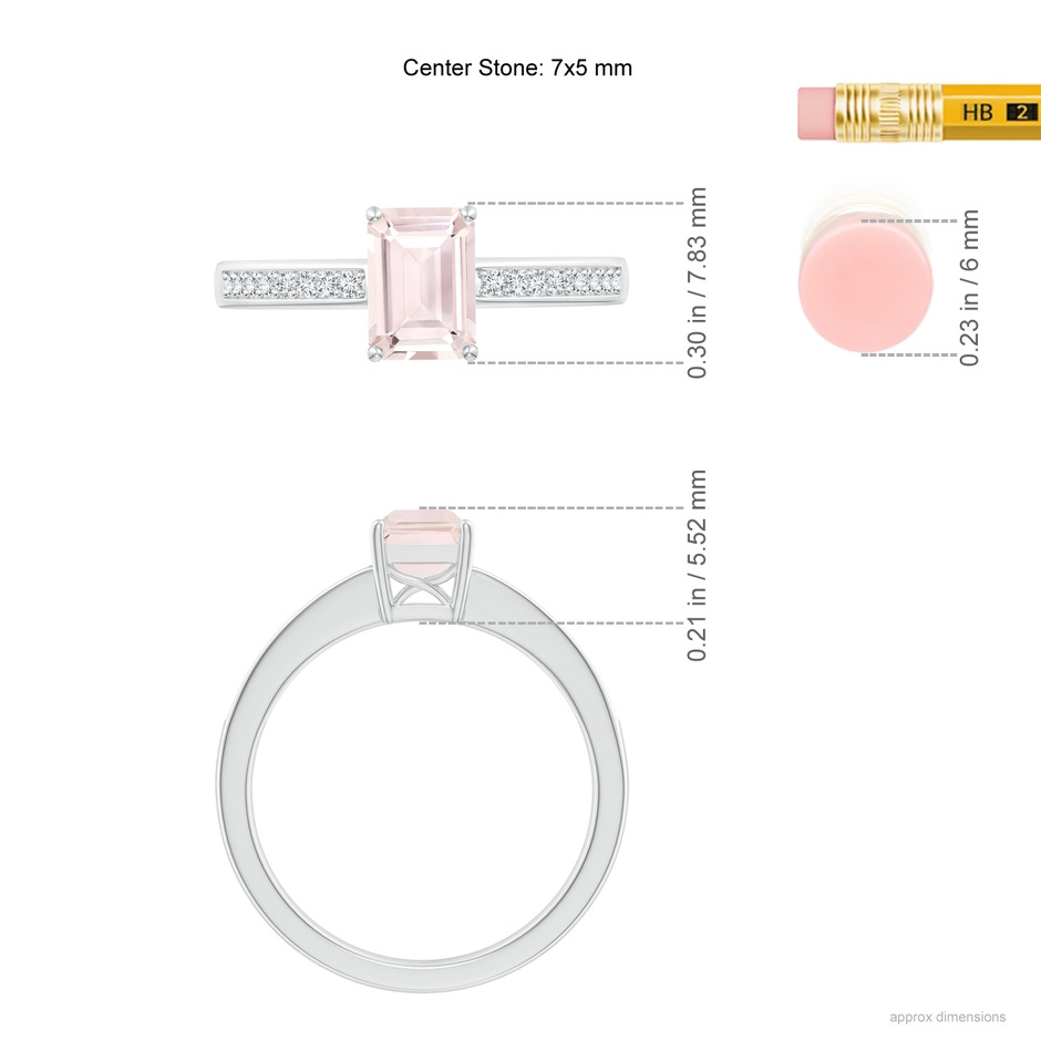 7x5mm A Octagonal Morganite Cocktail Ring with Diamonds in P950 Platinum ruler