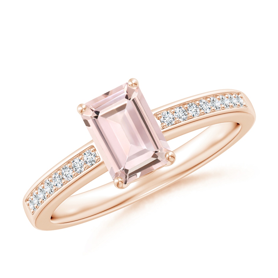7x5mm AA Octagonal Morganite Cocktail Ring with Diamonds in Rose Gold 