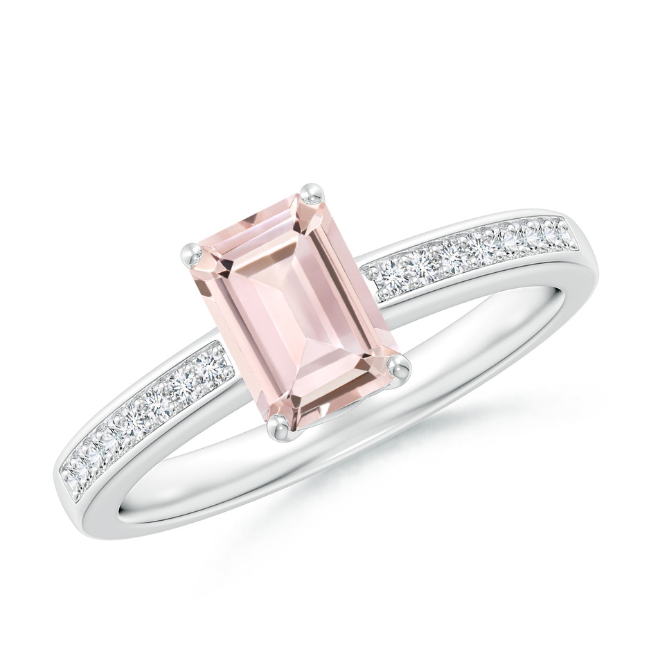 7x5mm AA Octagonal Morganite Cocktail Ring with Diamonds in White Gold 