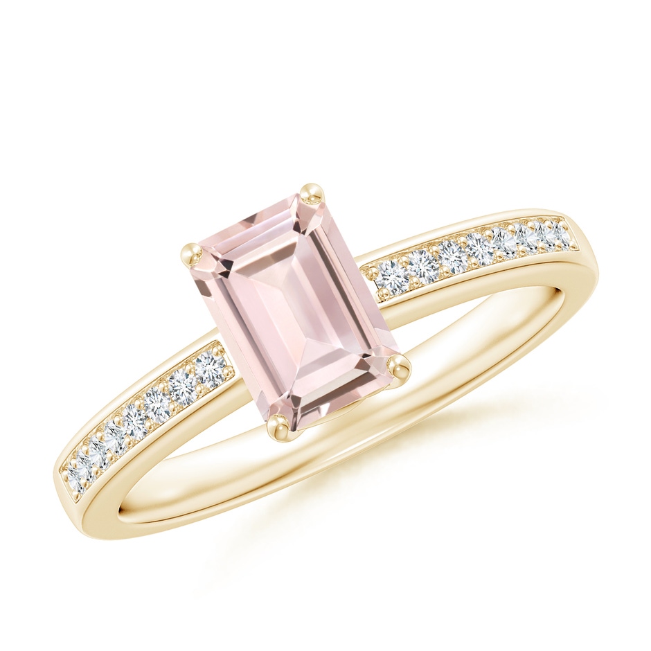 7x5mm AA Octagonal Morganite Cocktail Ring with Diamonds in Yellow Gold 