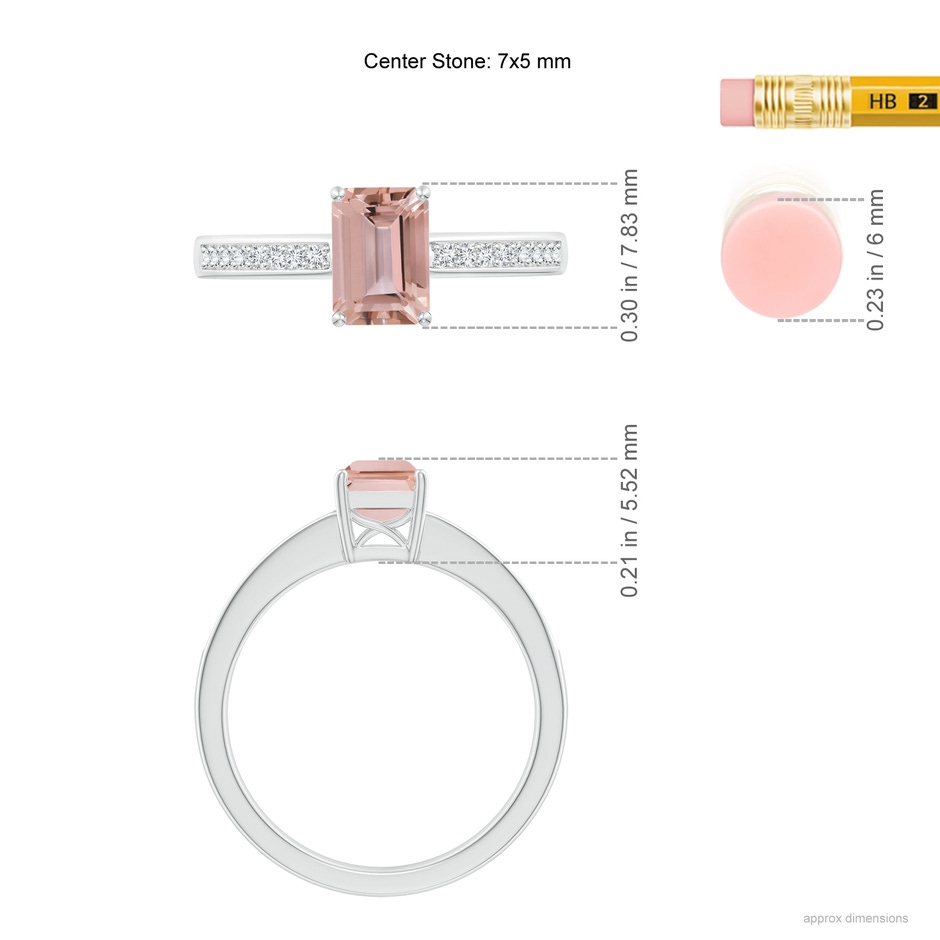 7x5mm AAAA Octagonal Morganite Cocktail Ring with Diamonds in P950 Platinum ruler