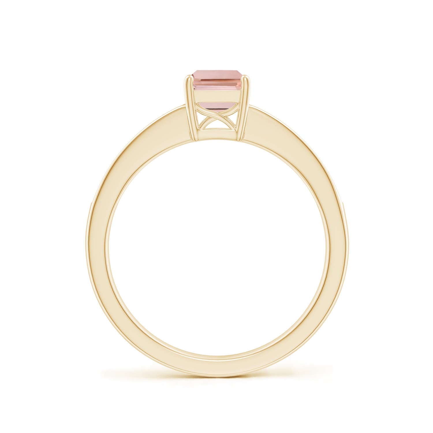 7x5mm AAAA Octagonal Morganite Cocktail Ring with Diamonds in Yellow Gold - side 2