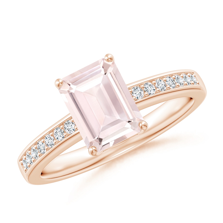 8x6mm A Octagonal Morganite Cocktail Ring with Diamonds in Rose Gold 