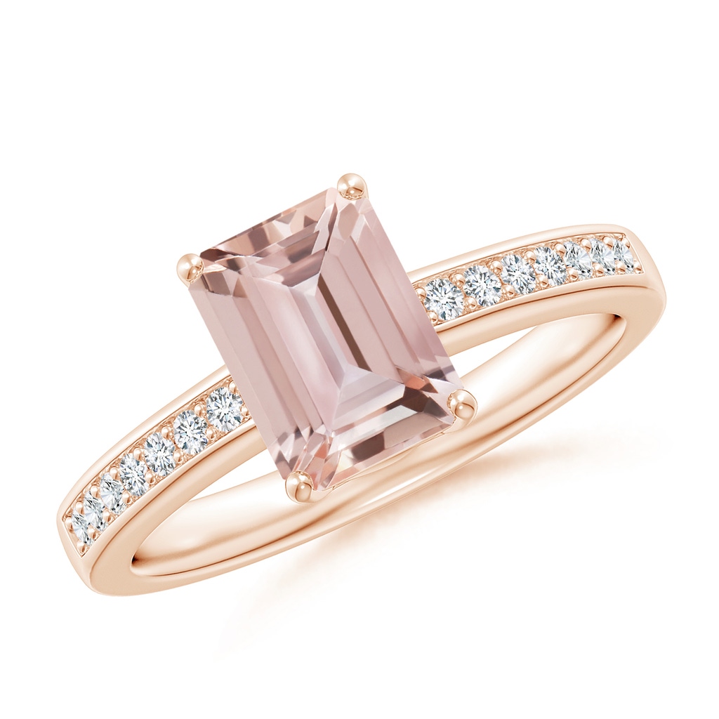 8x6mm AAA Octagonal Morganite Cocktail Ring with Diamonds in Rose Gold