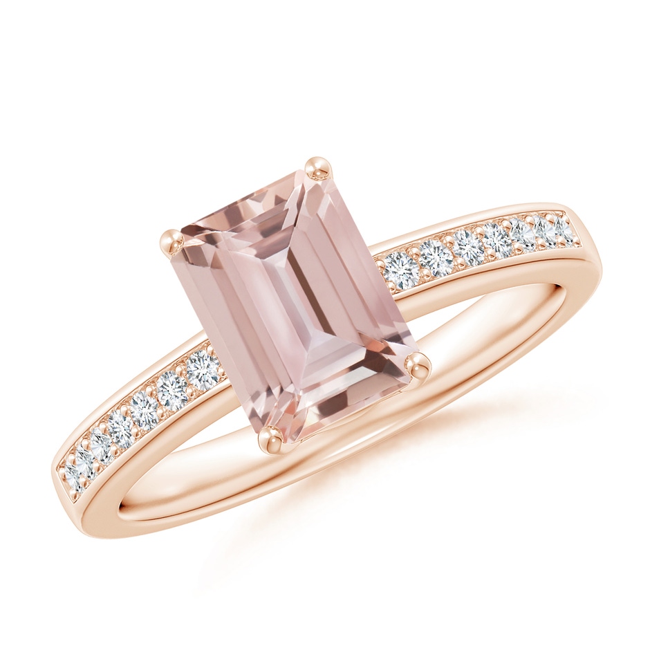 8x6mm AAA Octagonal Morganite Cocktail Ring with Diamonds in Rose Gold 