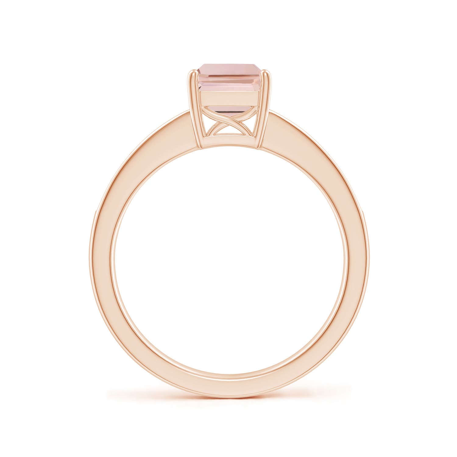 8x6mm AAA Octagonal Morganite Cocktail Ring with Diamonds in Rose Gold - side 2