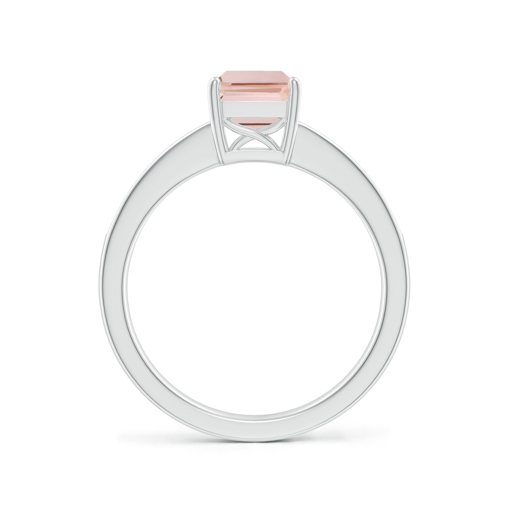 8x6mm AAA Octagonal Morganite Cocktail Ring with Diamonds in White Gold Side-1