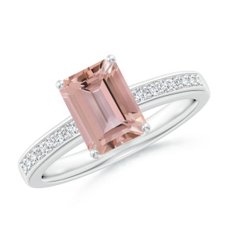 8x6mm AAAA Octagonal Morganite Cocktail Ring with Diamonds in P950 Platinum