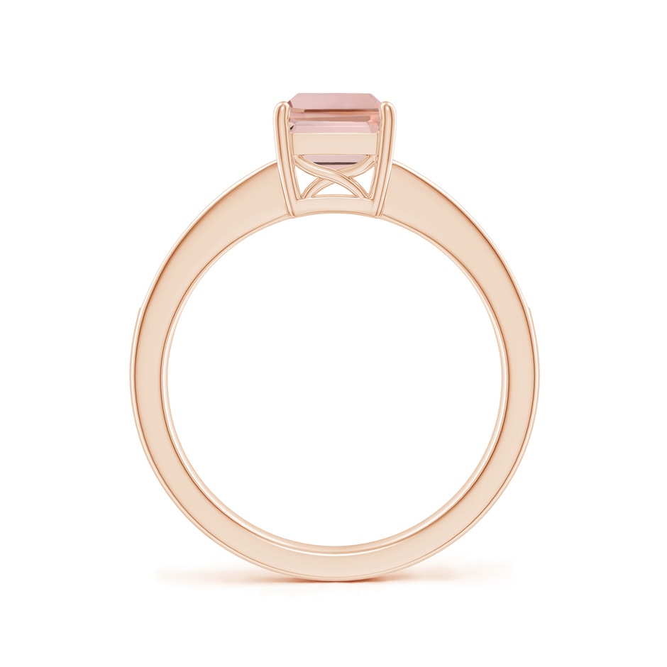 8x6mm AAAA Octagonal Morganite Cocktail Ring with Diamonds in Rose Gold side-1