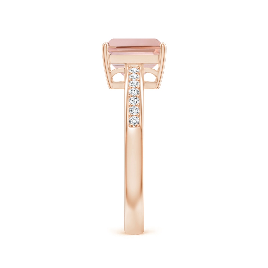 8x6mm AAAA Octagonal Morganite Cocktail Ring with Diamonds in Rose Gold side-2