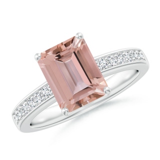 9x7mm AAAA Octagonal Morganite Cocktail Ring with Diamonds in P950 Platinum