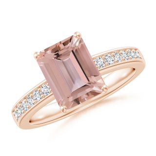 9x7mm AAAA Octagonal Morganite Cocktail Ring with Diamonds in Rose Gold