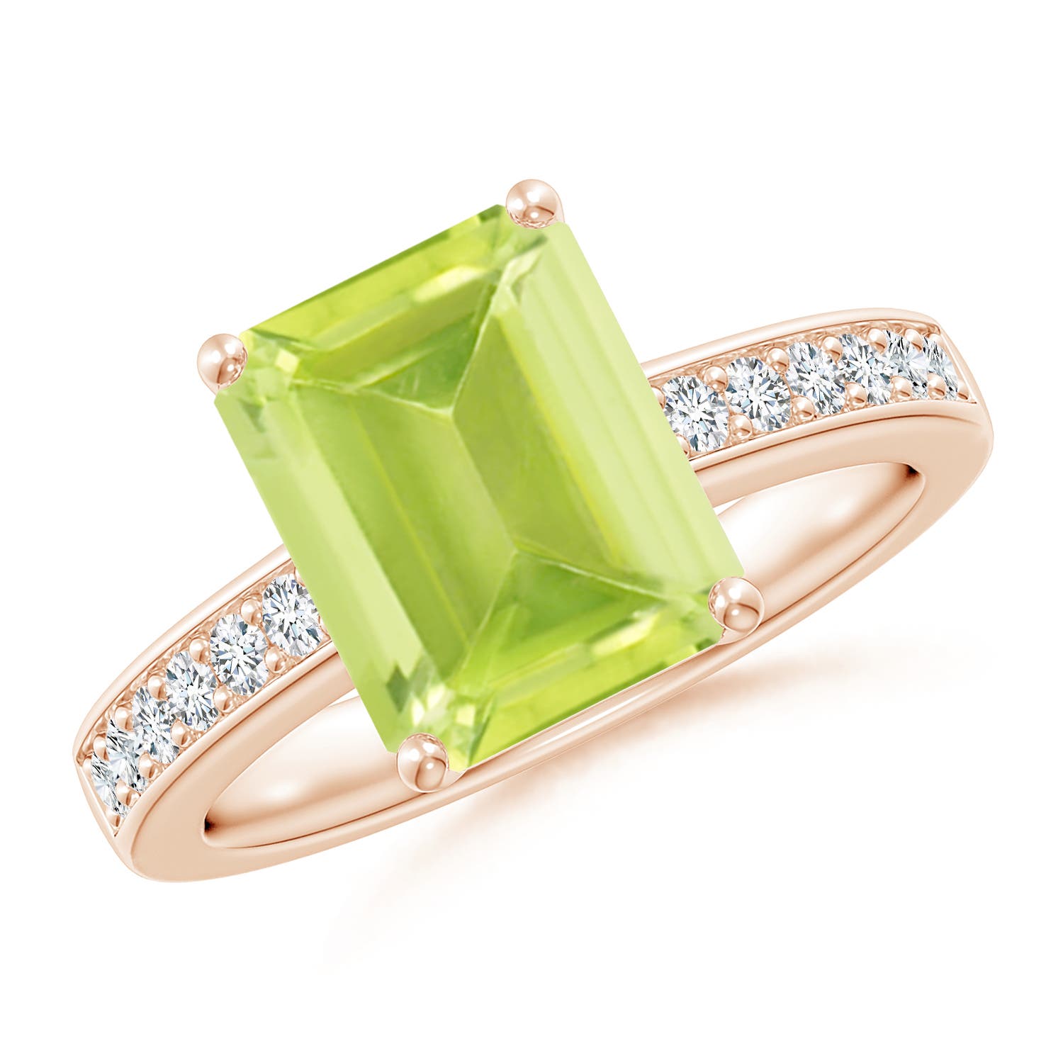 A - Peridot / 3.47 CT / 14 KT Rose Gold