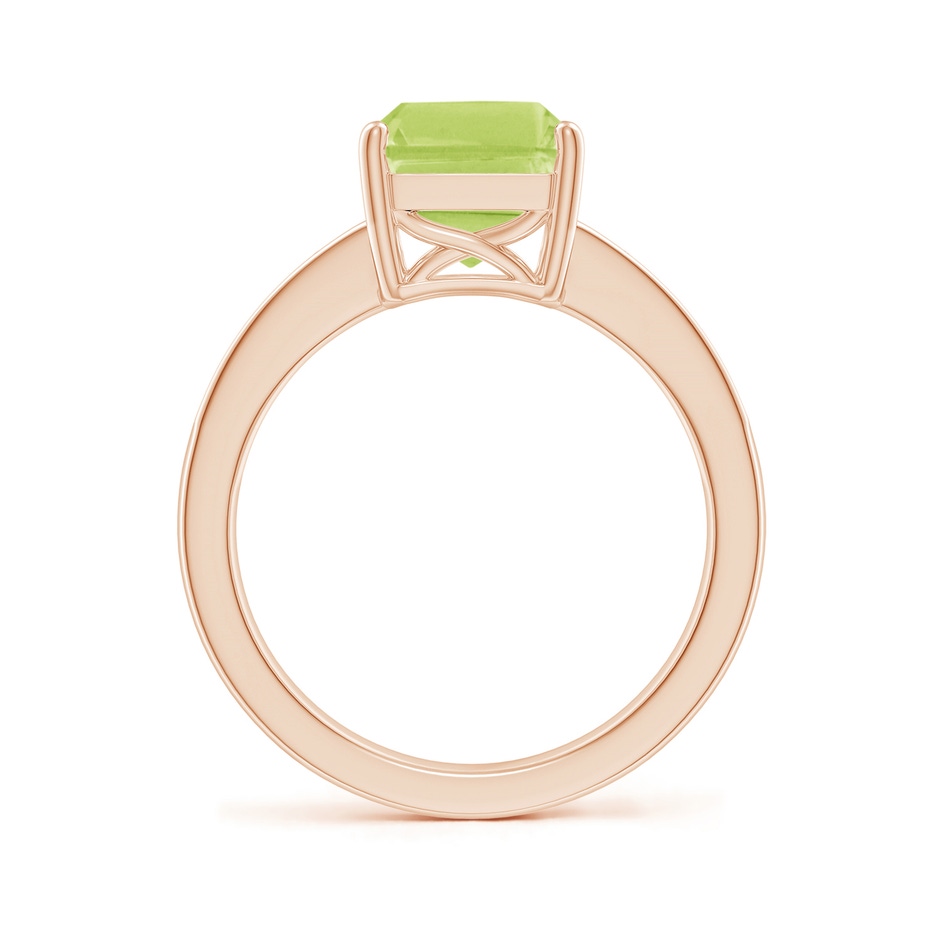 10x8mm A Octagonal Peridot Cocktail Ring with Diamonds in Rose Gold side 1