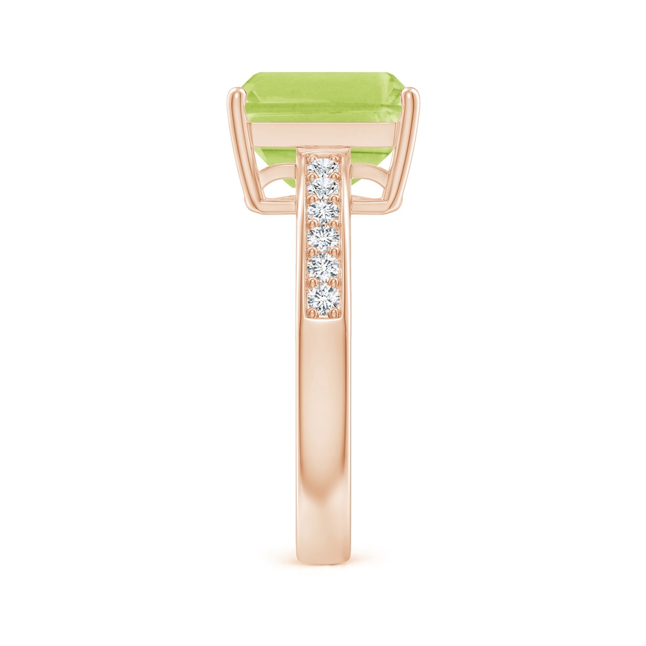 10x8mm A Octagonal Peridot Cocktail Ring with Diamonds in Rose Gold side 2