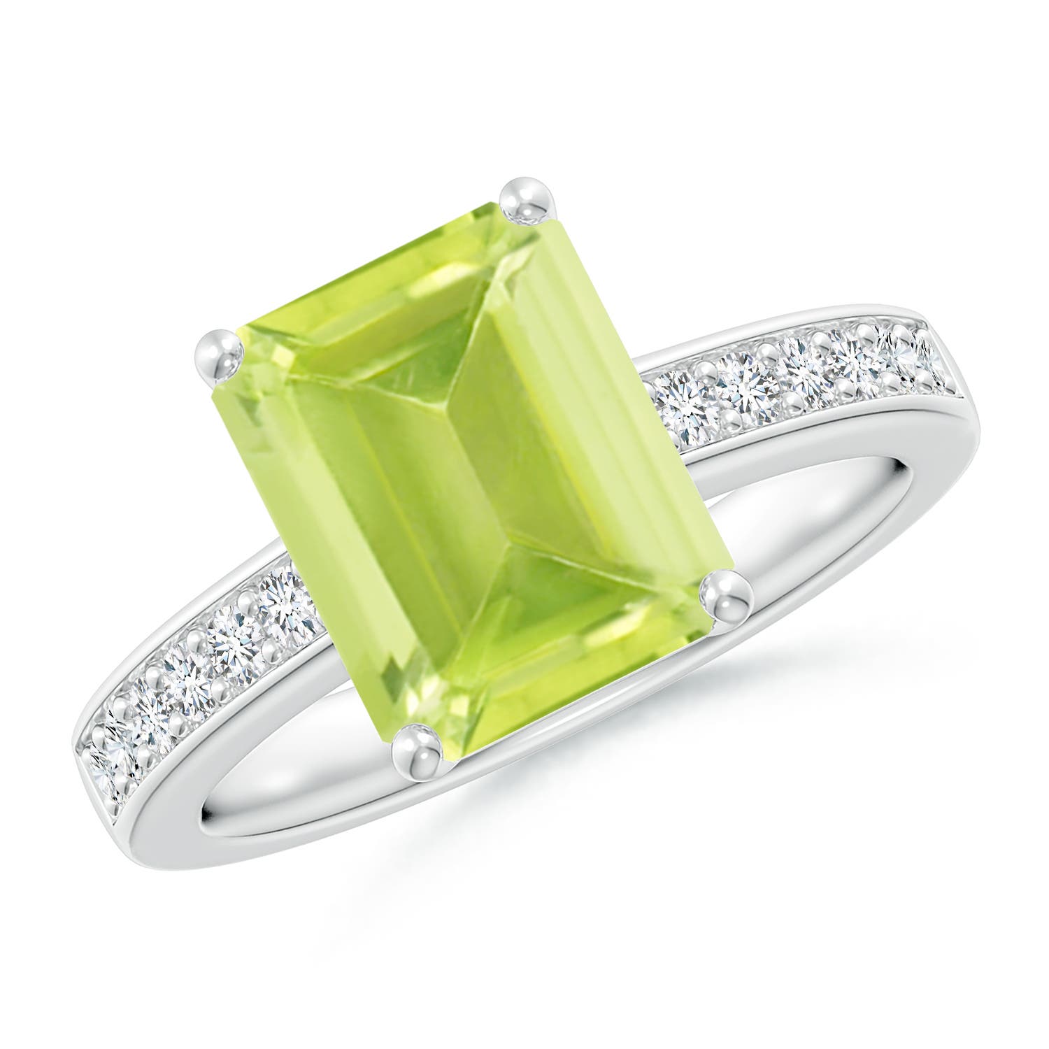 A - Peridot / 3.47 CT / 14 KT White Gold