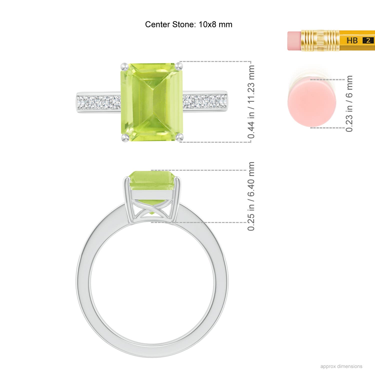 A - Peridot / 3.47 CT / 14 KT White Gold