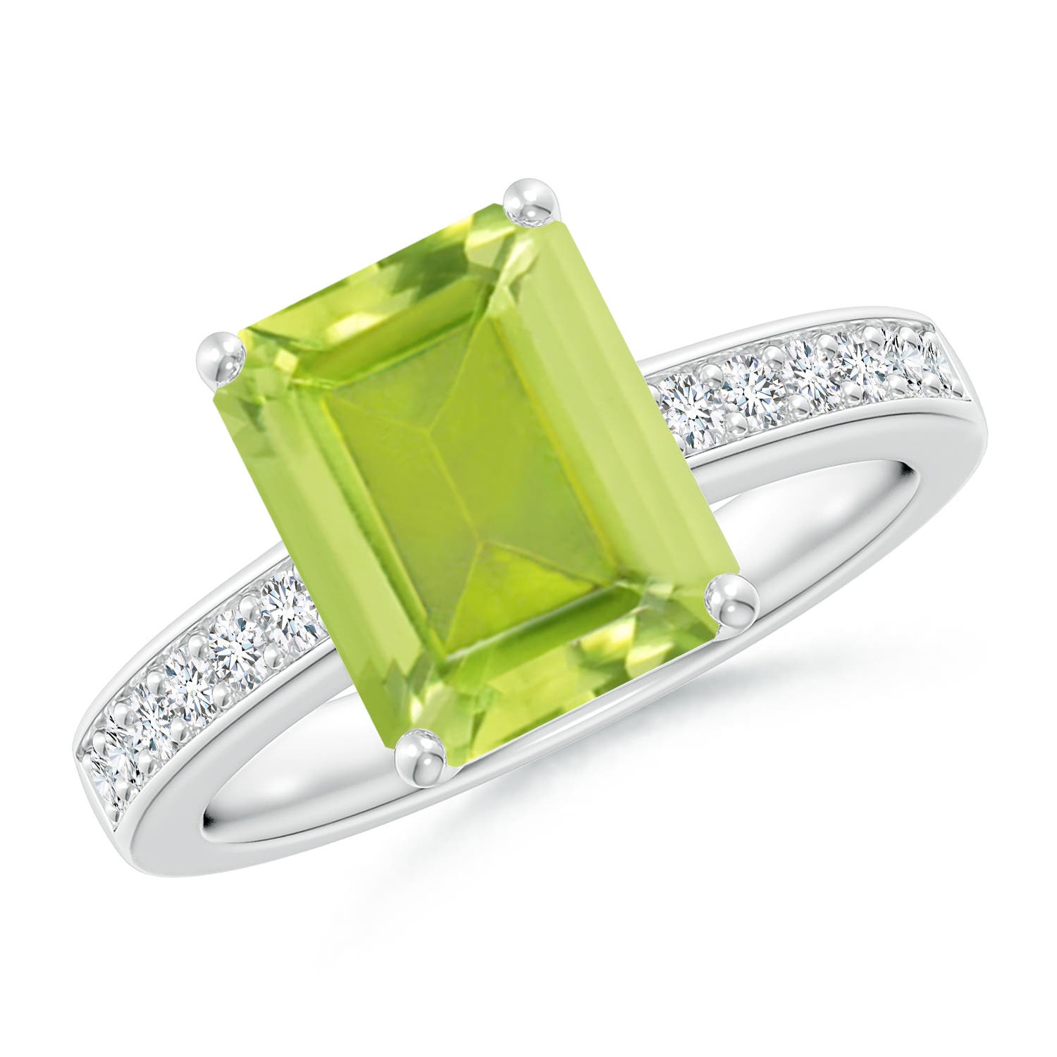 AA - Peridot / 3.47 CT / 14 KT White Gold