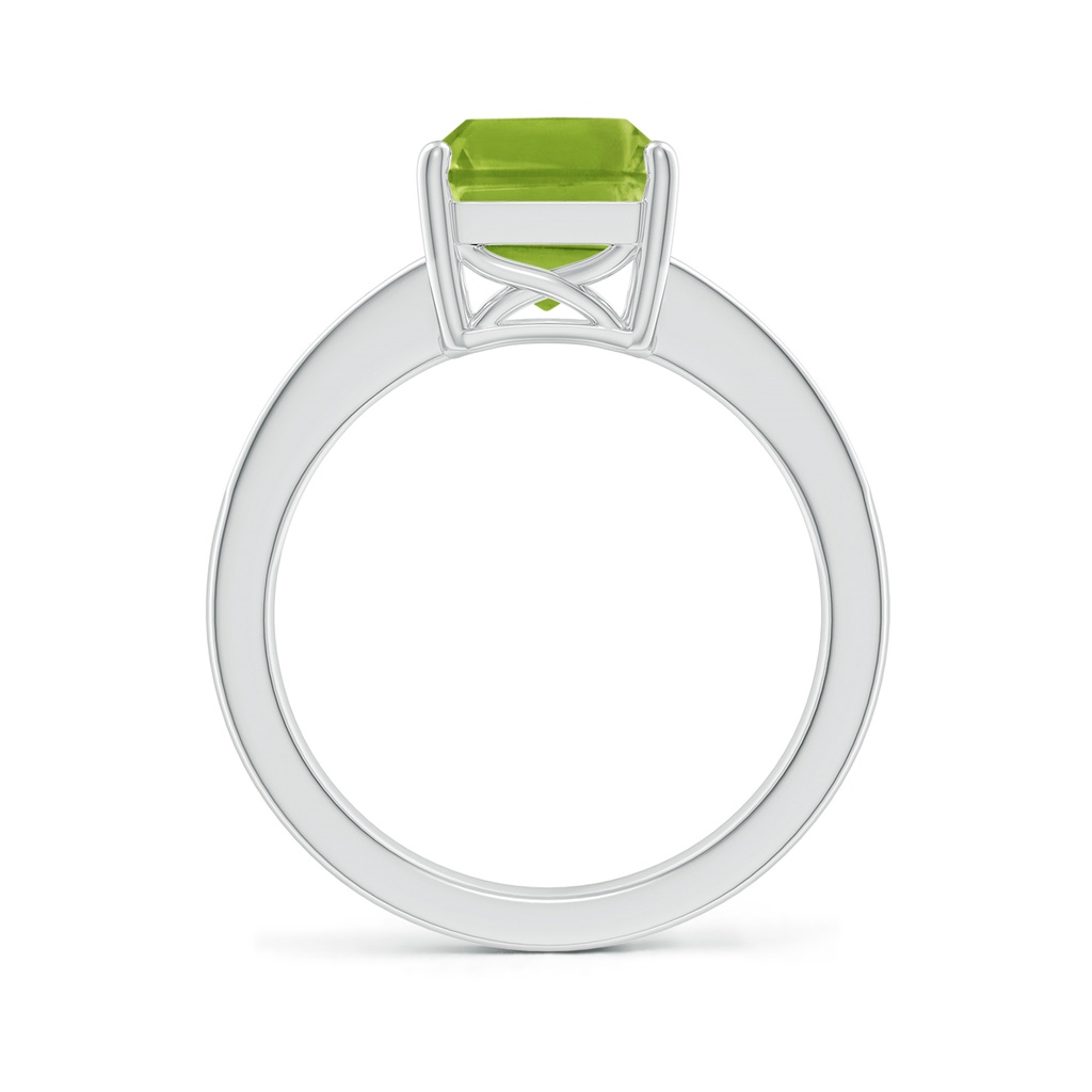10x8mm AAA Octagonal Peridot Cocktail Ring with Diamonds in White Gold Side 1