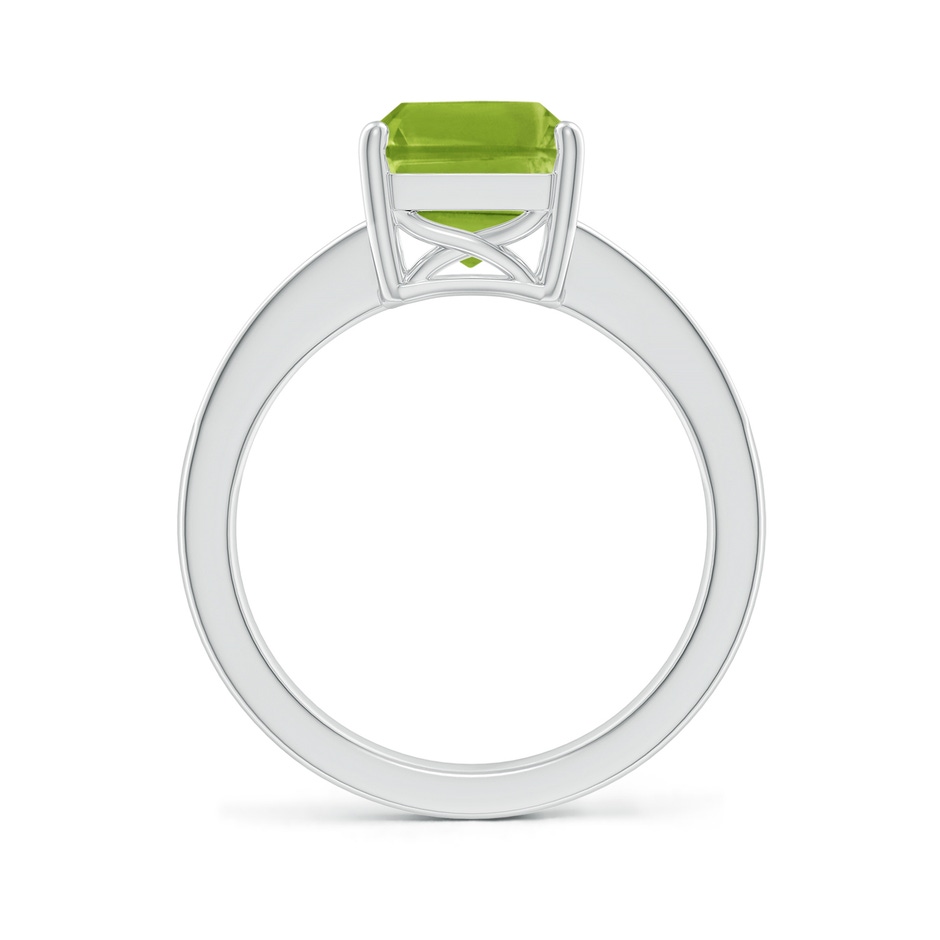 10x8mm AAA Octagonal Peridot Cocktail Ring with Diamonds in White Gold side 1