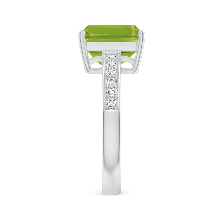 10x8mm AAA Octagonal Peridot Cocktail Ring with Diamonds in White Gold side 2