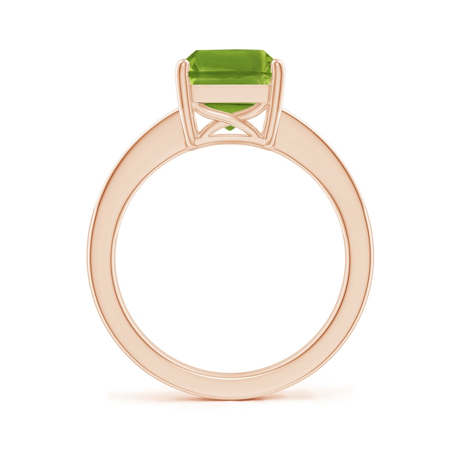 10x8mm AAAA Octagonal Peridot Cocktail Ring with Diamonds in Rose Gold side 1