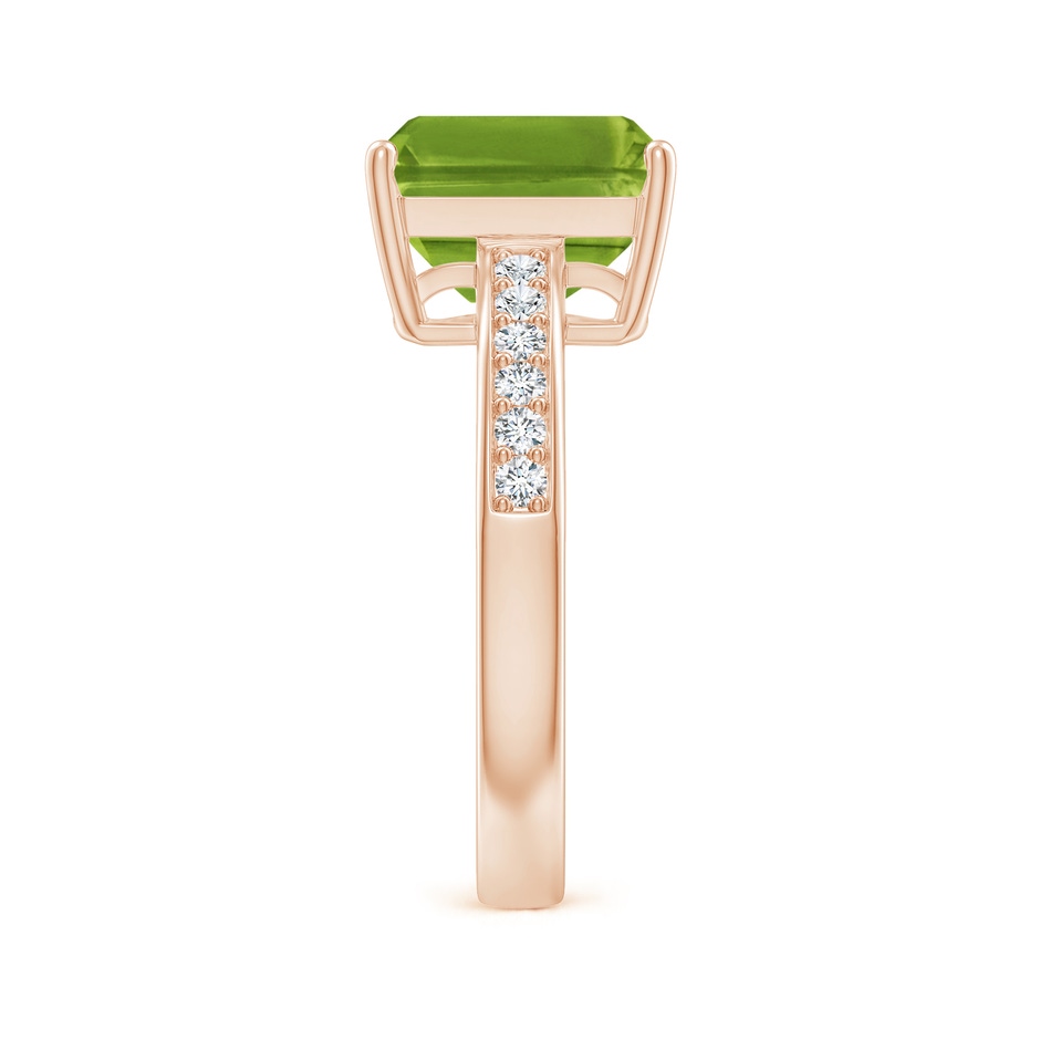 10x8mm AAAA Octagonal Peridot Cocktail Ring with Diamonds in Rose Gold side 2