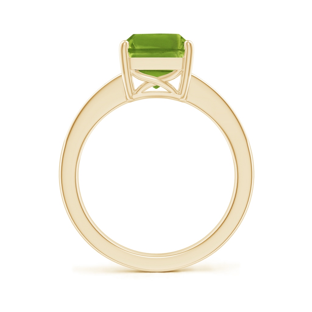 10x8mm AAAA Octagonal Peridot Cocktail Ring with Diamonds in Yellow Gold Side 1