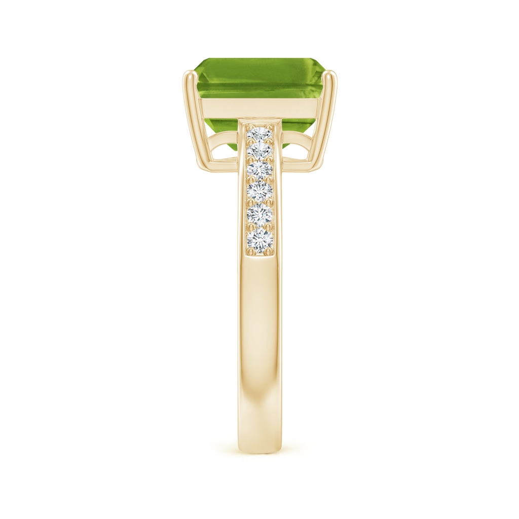 10x8mm AAAA Octagonal Peridot Cocktail Ring with Diamonds in Yellow Gold Side 2