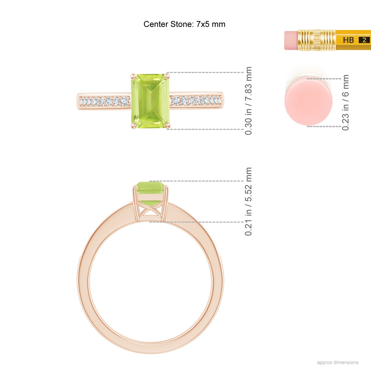 A - Peridot / 1.13 CT / 14 KT Rose Gold