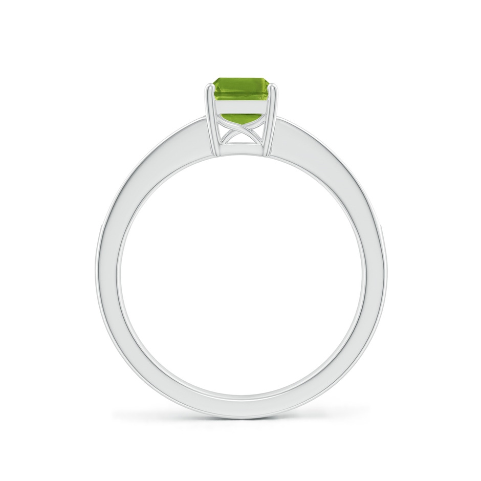 7x5mm AAAA Octagonal Peridot Cocktail Ring with Diamonds in White Gold side 1
