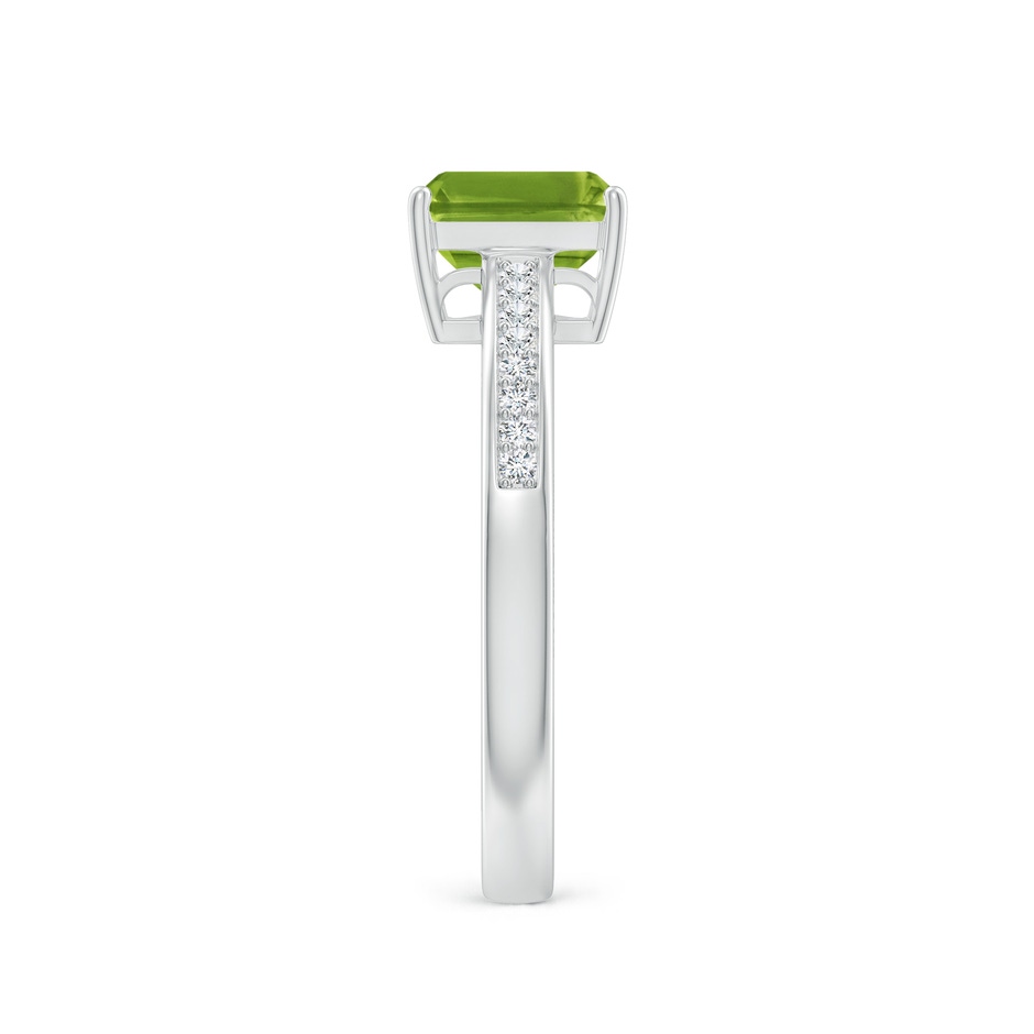 7x5mm AAAA Octagonal Peridot Cocktail Ring with Diamonds in White Gold side 2