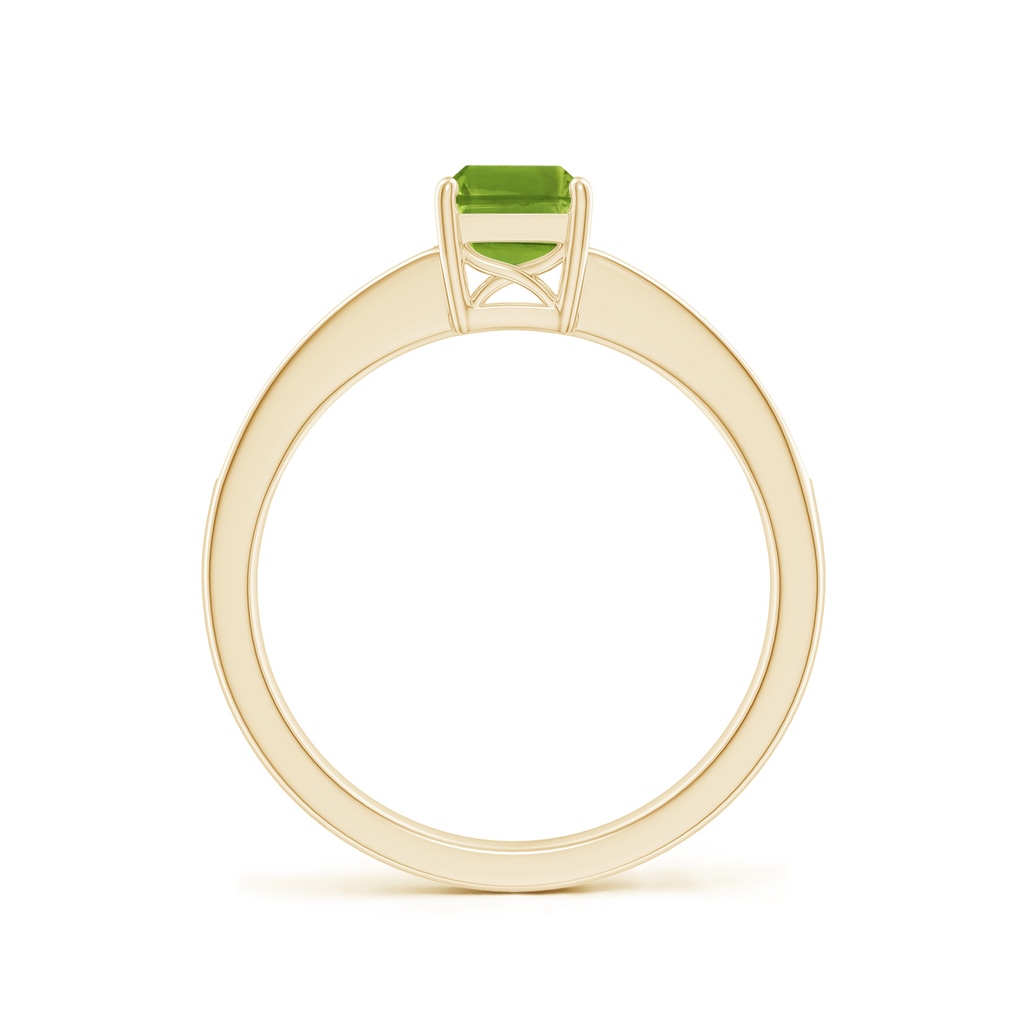 7x5mm AAAA Octagonal Peridot Cocktail Ring with Diamonds in Yellow Gold - side 1