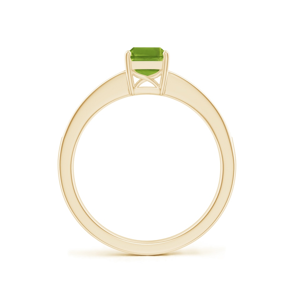 7x5mm AAAA Octagonal Peridot Cocktail Ring with Diamonds in Yellow Gold side 1