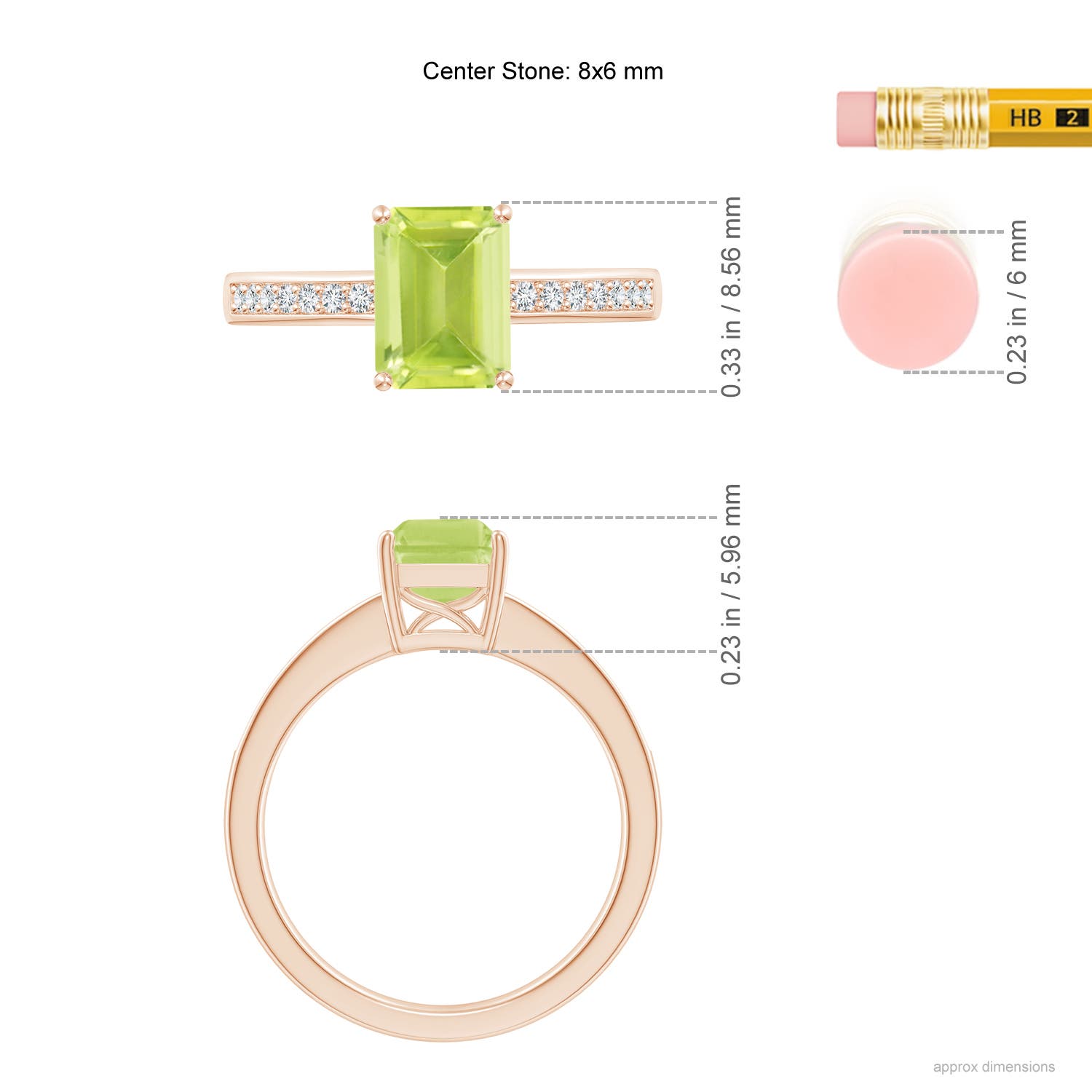 A - Peridot / 1.74 CT / 14 KT Rose Gold