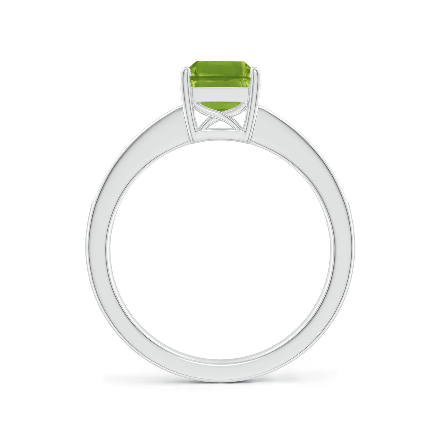 8x6mm AAAA Octagonal Peridot Cocktail Ring with Diamonds in P950 Platinum