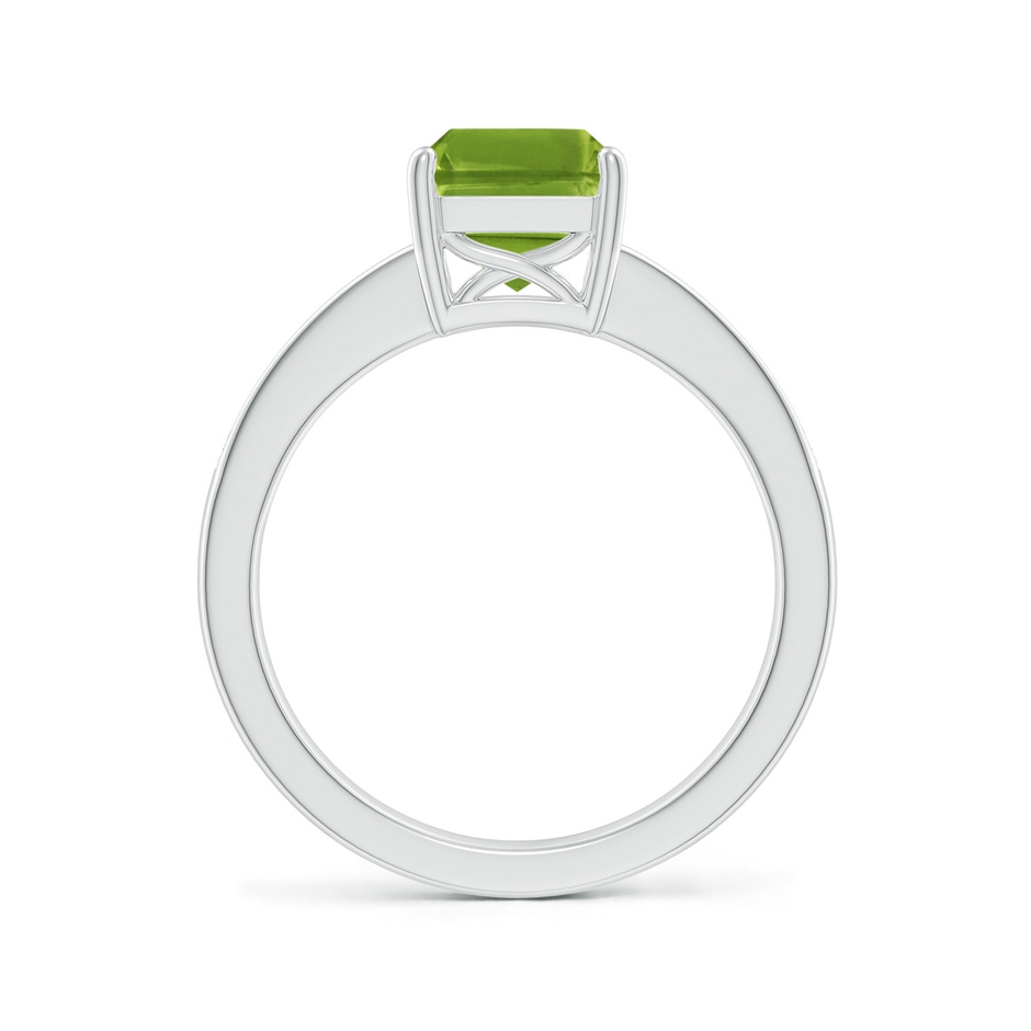 9x7mm AAAA Octagonal Peridot Cocktail Ring with Diamonds in White Gold side 1