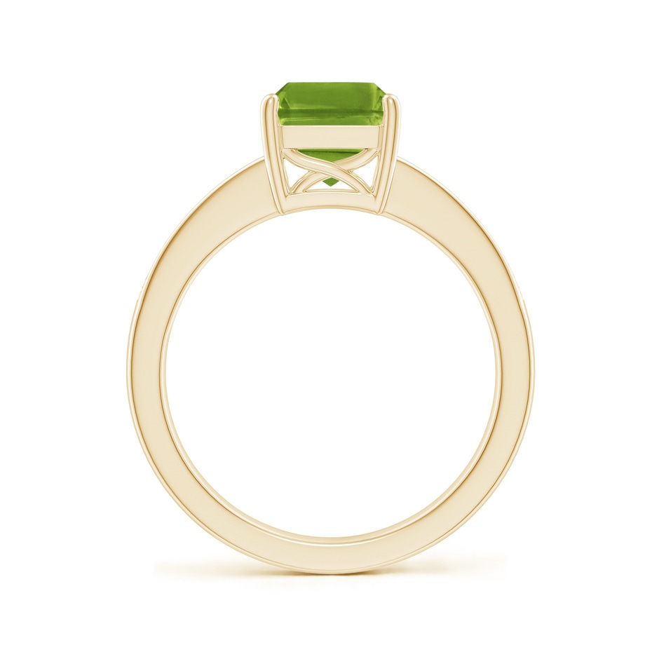 9x7mm AAAA Octagonal Peridot Cocktail Ring with Diamonds in Yellow Gold side 1