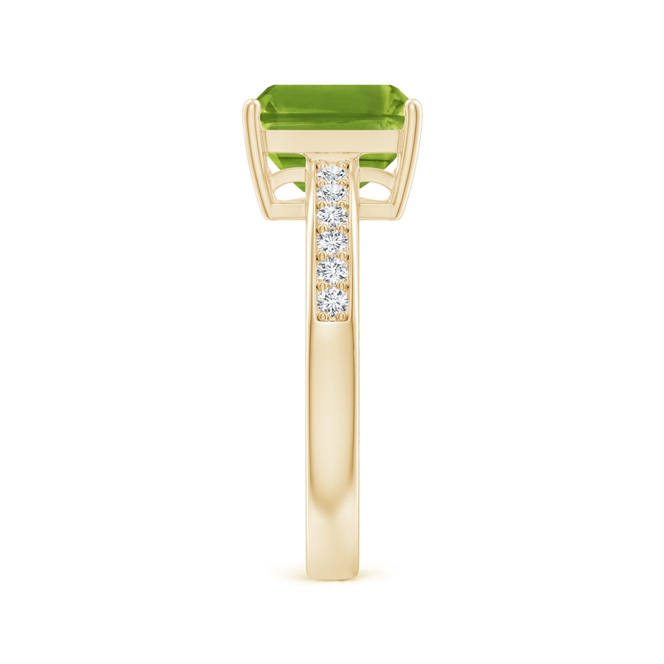 9x7mm AAAA Octagonal Peridot Cocktail Ring with Diamonds in Yellow Gold side 2