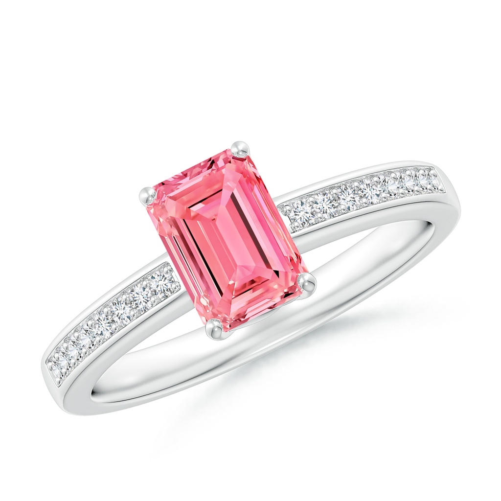 7x5mm AAAA Octagonal Fancy Intense Pink Diamond Cocktail Ring in P950 Platinum