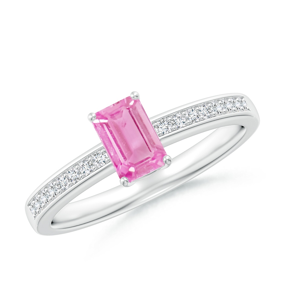 6x4mm A Octagonal Pink Sapphire Cocktail Ring with Diamonds in P950 Platinum 