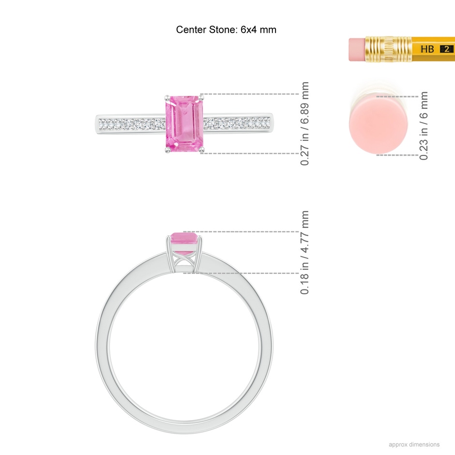 6x4mm A Octagonal Pink Sapphire Cocktail Ring with Diamonds in P950 Platinum ruler