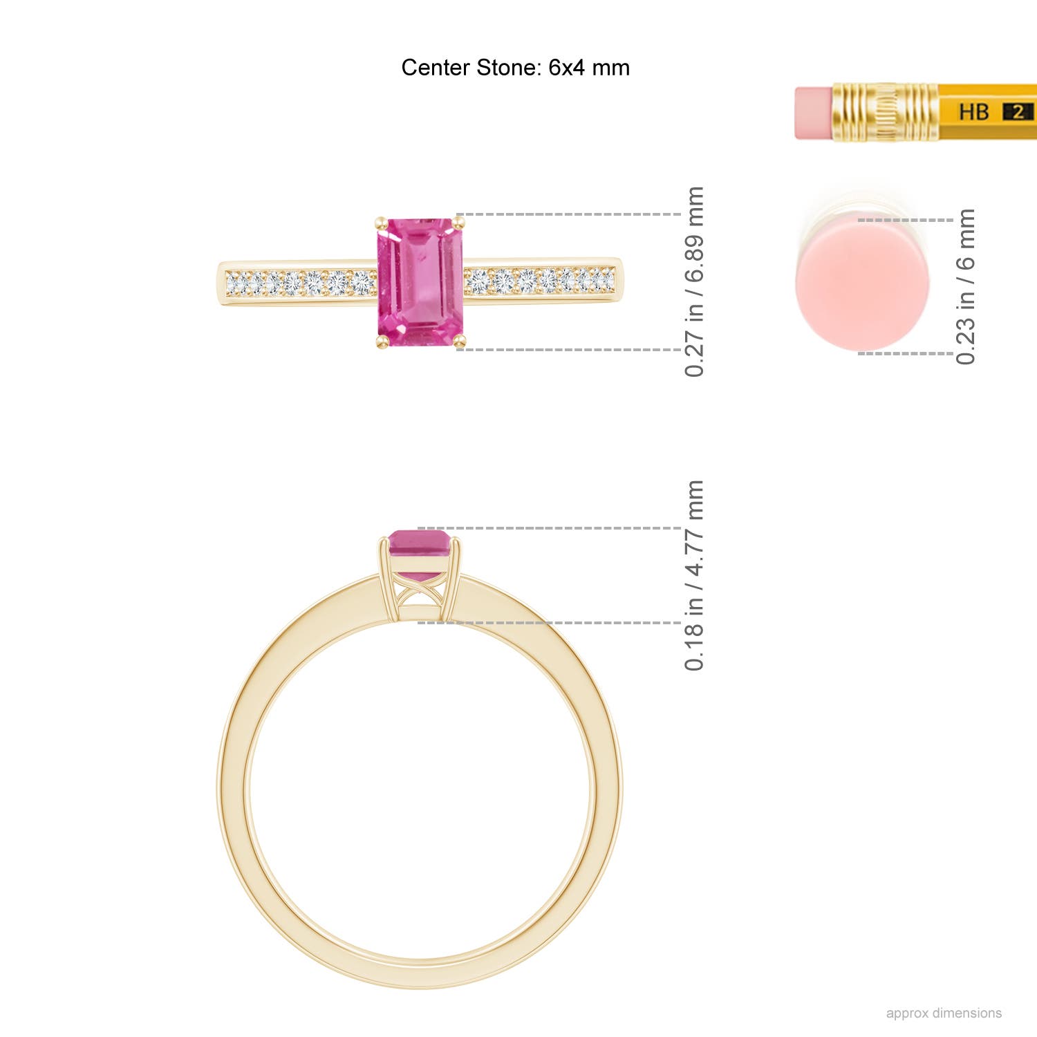 AAA - Pink Sapphire / 0.76 CT / 14 KT Yellow Gold