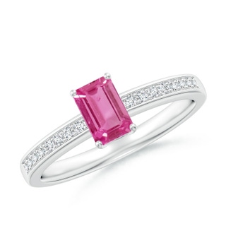 6x4mm AAAA Octagonal Pink Sapphire Cocktail Ring with Diamonds in P950 Platinum
