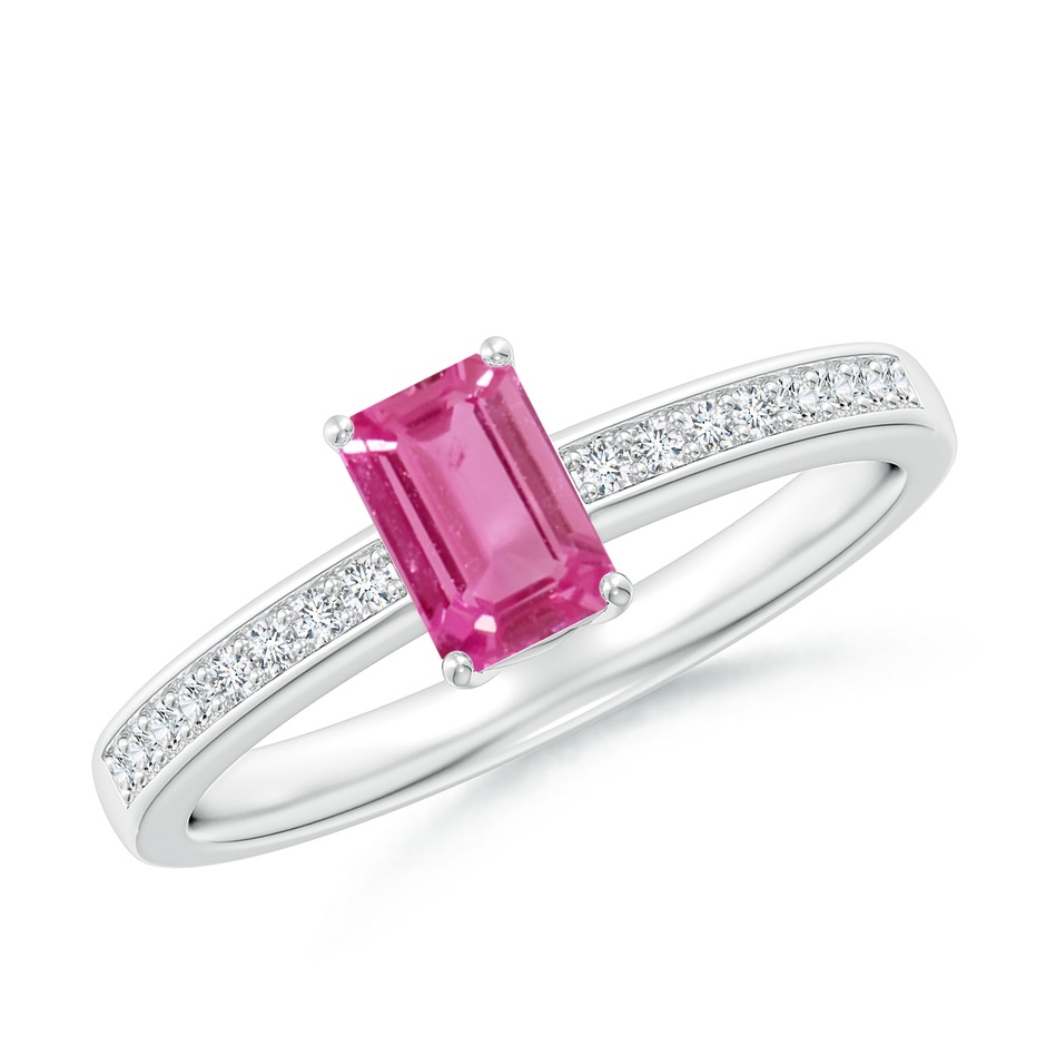 6x4mm AAAA Octagonal Pink Sapphire Cocktail Ring with Diamonds in P950 Platinum 