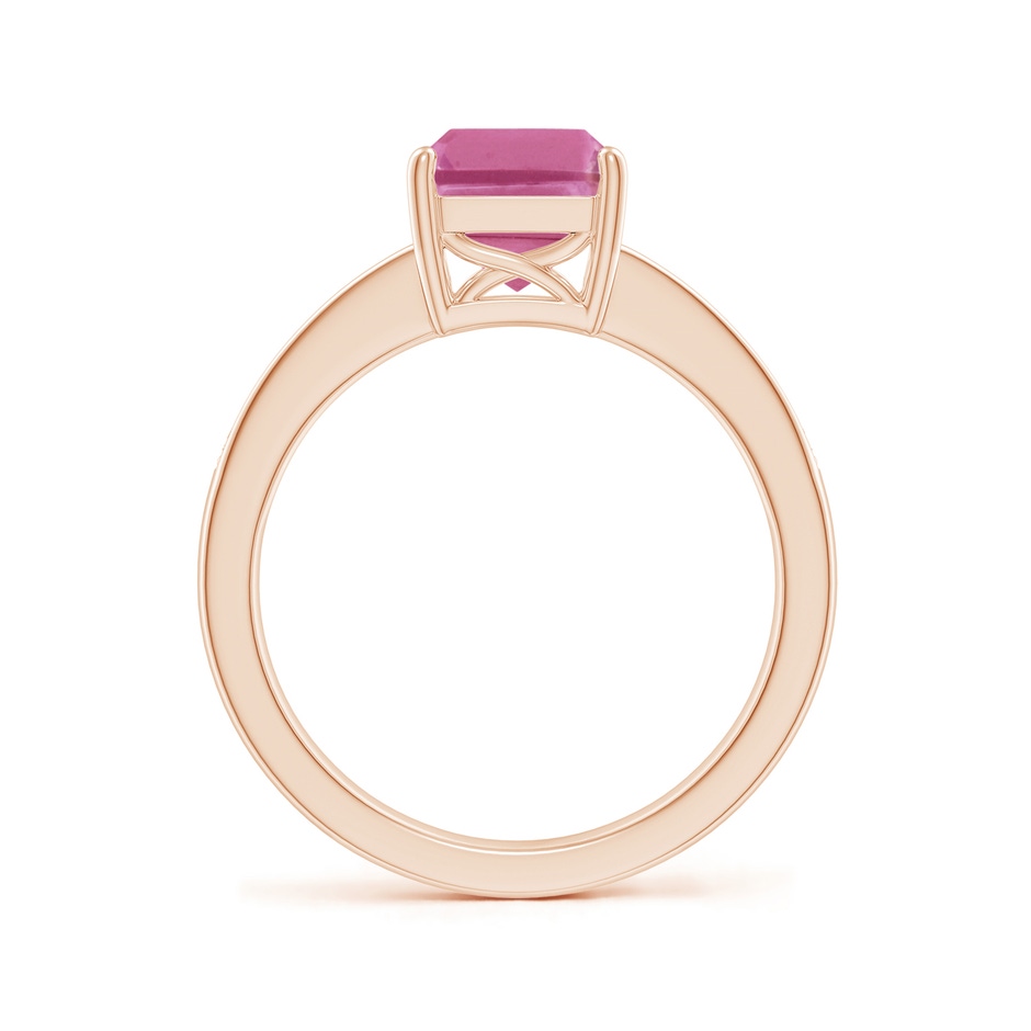 9x7mm AAA Octagonal Pink Sapphire Cocktail Ring with Diamonds in Rose Gold side-1