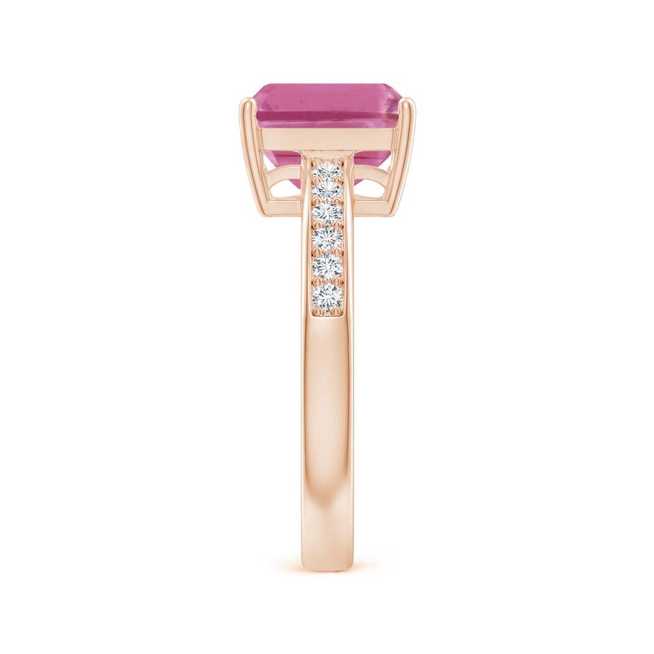 9x7mm AAA Octagonal Pink Sapphire Cocktail Ring with Diamonds in Rose Gold side-2